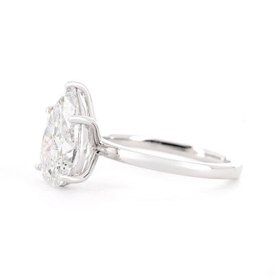 4.03ctw Pear Diamond Solitaire Engagement Ring - 14K White Gold