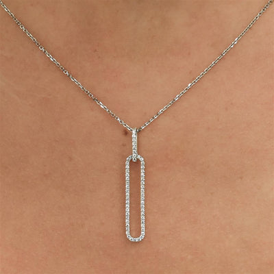 .21CTW Diamond Paperclip Pendant - 14K White Gold