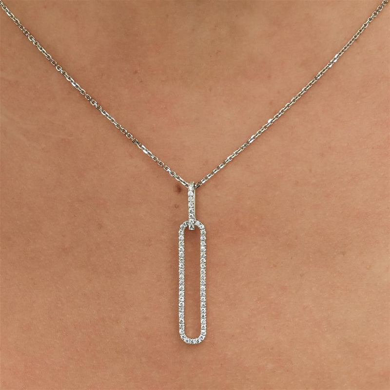 .21CTW Diamond Paperclip Pendant - 14K White Gold