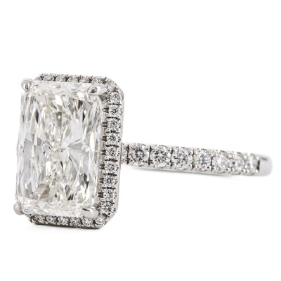 3.08CTW Radiant Diamond Engagment Ring  - Halo - 950 Platinum