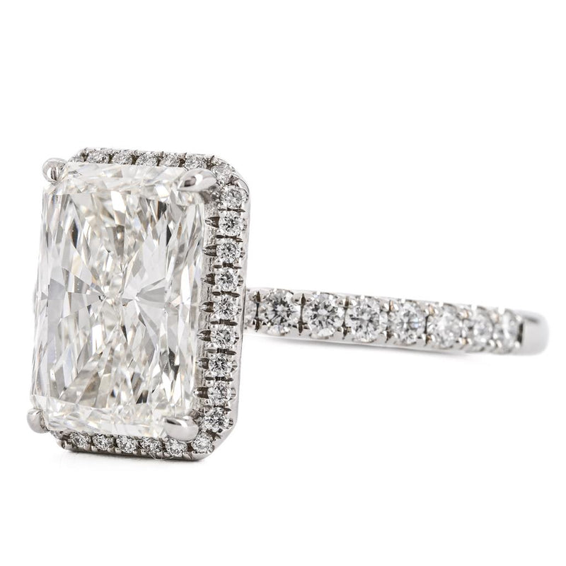 3.08CTW Radiant Diamond Engagment Ring  - Halo - 950 Platinum