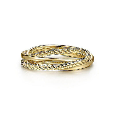 Twisted Rope Criss Cross Ring, Size 6.5 - 14K Yellow Gold