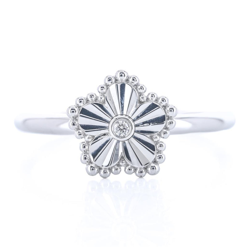 .01CT Diamond Bujukan Flower Ring, Size 6.5 - Sterling Silver