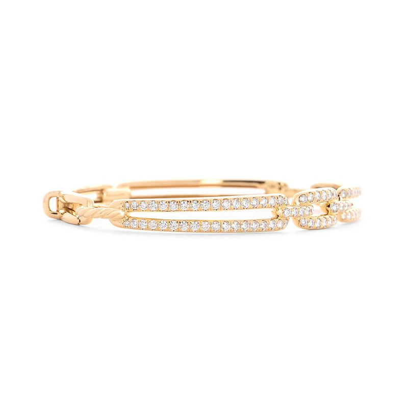 David Yurman | 1.56ctw Diamond Stax Linked Bracelet, 7mm - 18K Yellow Gold