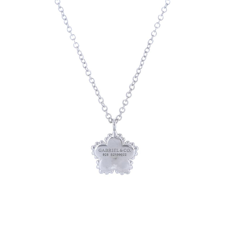 .01CT Diamond Flower Pendant, 17.5" -  Sterling Silver
