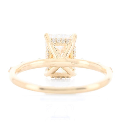 2.07CTW Radiant Lab Grown Diamond Engagement Ring - Hidden Halo + Sprinkle Band - 14K Yellow Gold