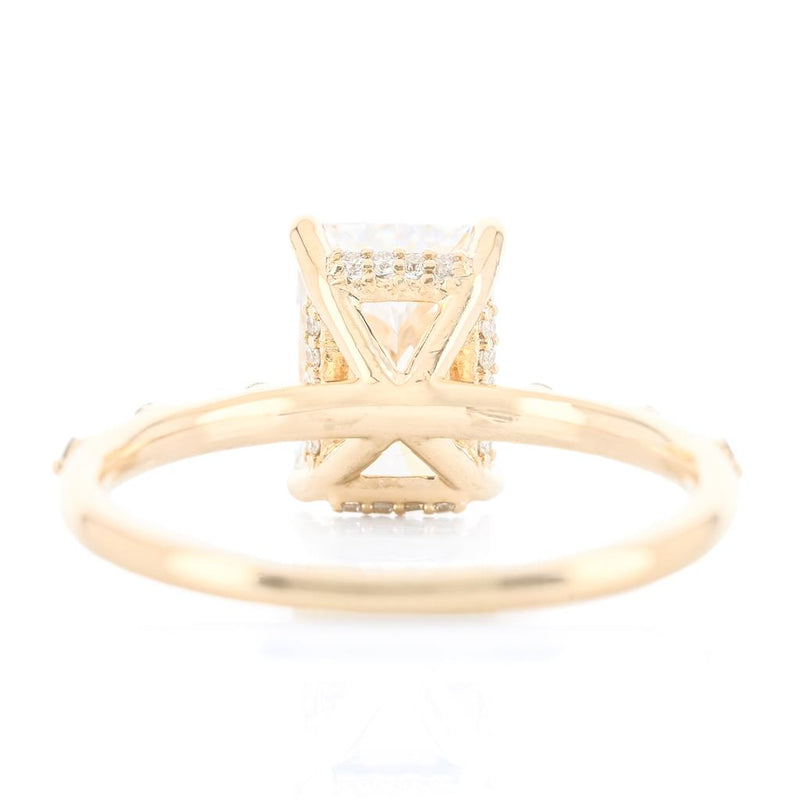 2.07CTW Radiant Lab Grown Diamond Engagement Ring - Hidden Halo + Sprinkle Band - 14K Yellow Gold