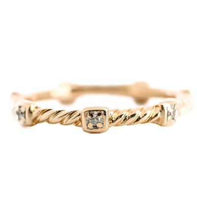 David Yurman | Round Diamond Cable Collection Stack Ring, Size 6 - 18K Yellow Gold