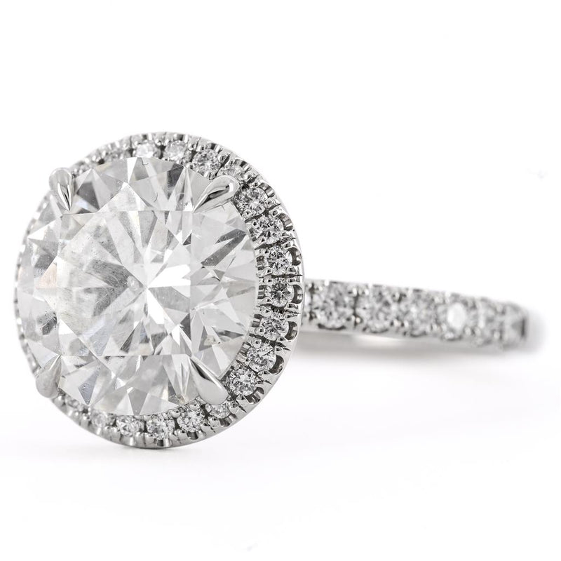 3.45CTW Round Engagement Ring - Halo  - 950 Platinum