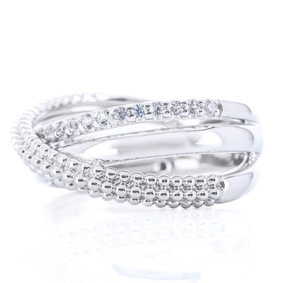 .33CTW White Sapphire Bujukan Criss Cross Ring, Size 6.5 - Sterling Silver