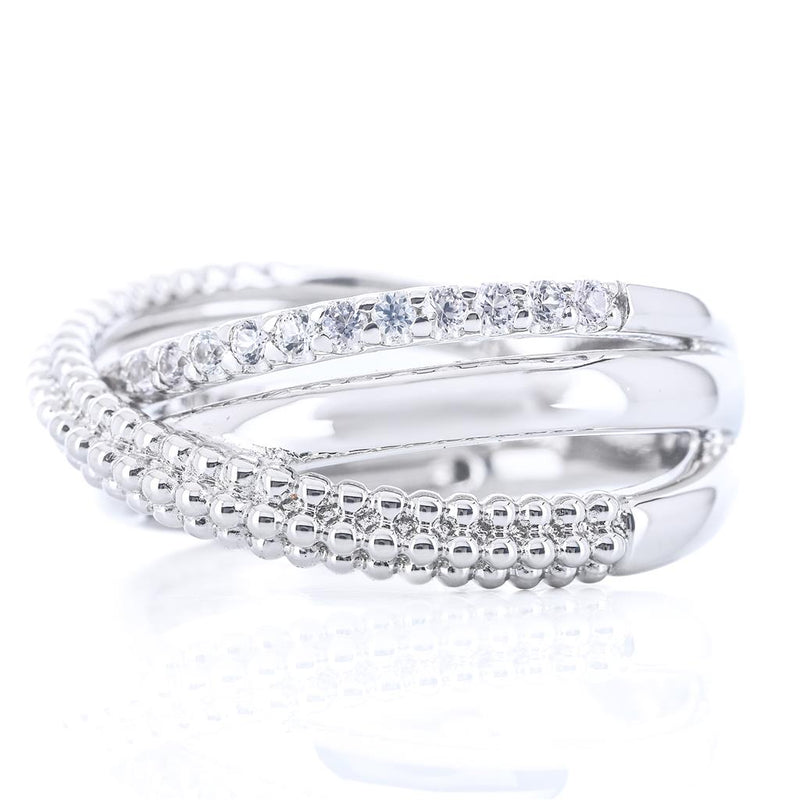 .33CTW White Sapphire Bujukan Criss Cross Ring, Size 6.5 - Sterling Silver