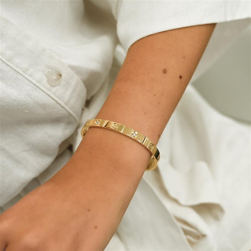 Cartier | .42CTW Love Bracelet, Size 17 - 4 Diamond - 18K Yellow Gold