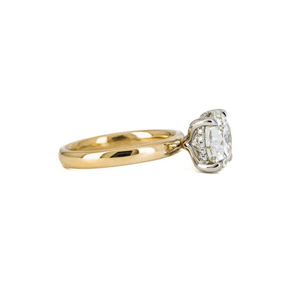 3.31ctw Round Solitaire Diamond Engagement Ring, 3mm Band - 950 Platinum & 14k Yellow Gold - Size 6.5