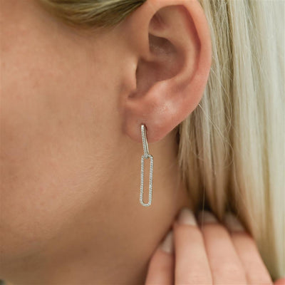 .31CTW Diamond Paperclip Drop Earrings - 14K White Gold