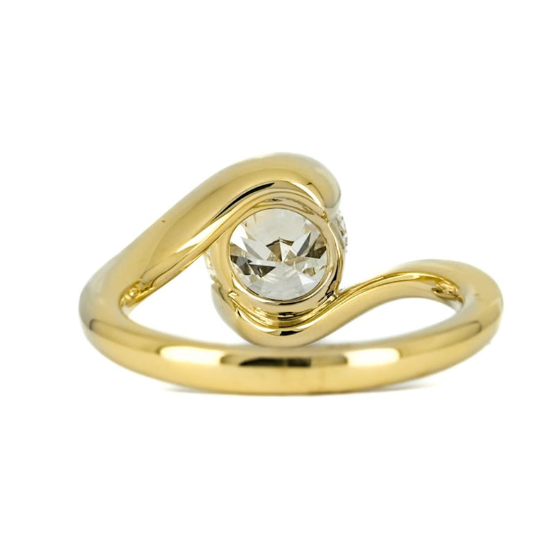 1.51ctw Round Semi-Bezel Bypass Diamond Engagement Ring - 14K Yellow Gold