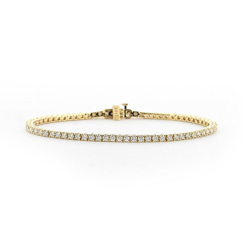 3.0ctw Round Diamond Tennis Bracelet, 7" - 14K  Yellow Gold