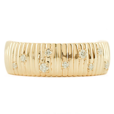 .12CTW Diamond Band - Fluted Dome Band, Sprinkle - 14K Yellow Gold