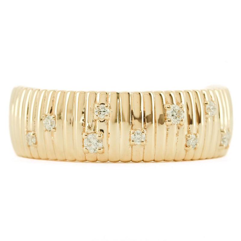 .12CTW Diamond Band - Fluted Dome Band, Sprinkle - 14K Yellow Gold