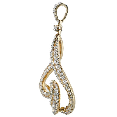 1.04CTW Round Diamond Swirl Pendant -  14K Yellow Gold