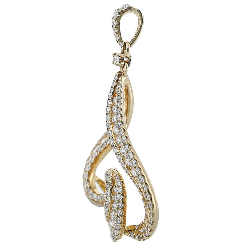 1.04CTW Round Diamond Swirl Pendant -  14K Yellow Gold