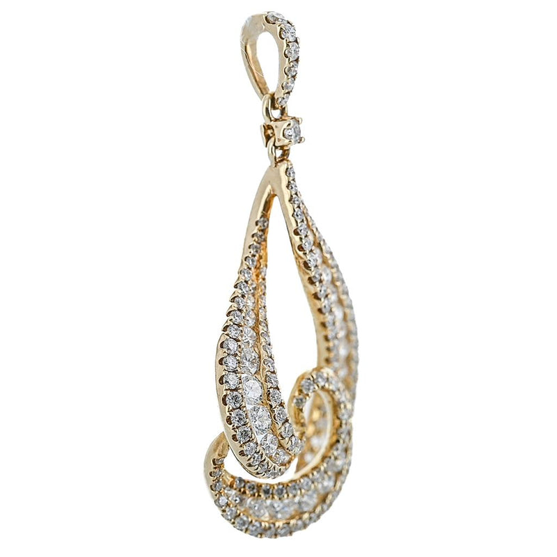 1.04CTW Round Diamond Swirl Pendant -  14K Yellow Gold