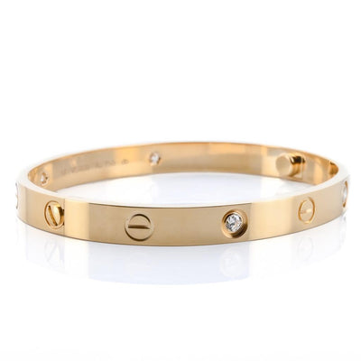 Cartier | .42CTW Love Bracelet, Size 17 - 4 Diamond - 18K Yellow Gold
