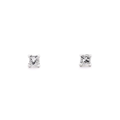 0.26ctw Princess Diamond Stud Earrings - 14K White Gold