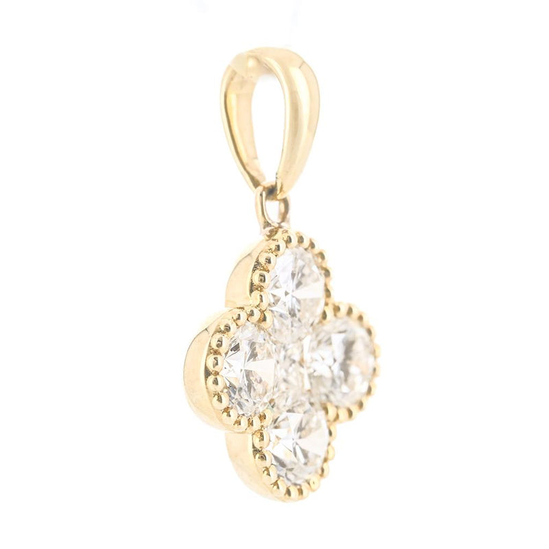 .58CTW Round Diamond Clover Pendant - 14K Yellow Gold