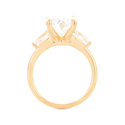 5.25ctw Oval Three-Stone + Pear Diamond Engagement Ring - 14K Yellow Gold