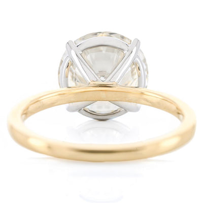 4.08CT Round Diamond Engagement Ring - Solitaire - 14K Yellow Gold + White Gold
