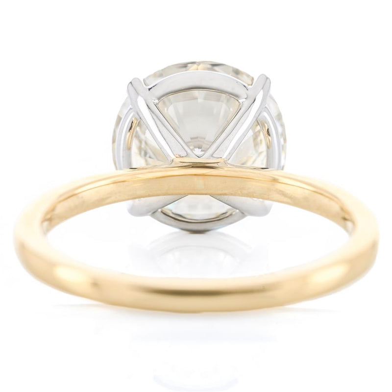 4.08CT Round Diamond Engagement Ring - Solitaire - 14K Yellow Gold + White Gold