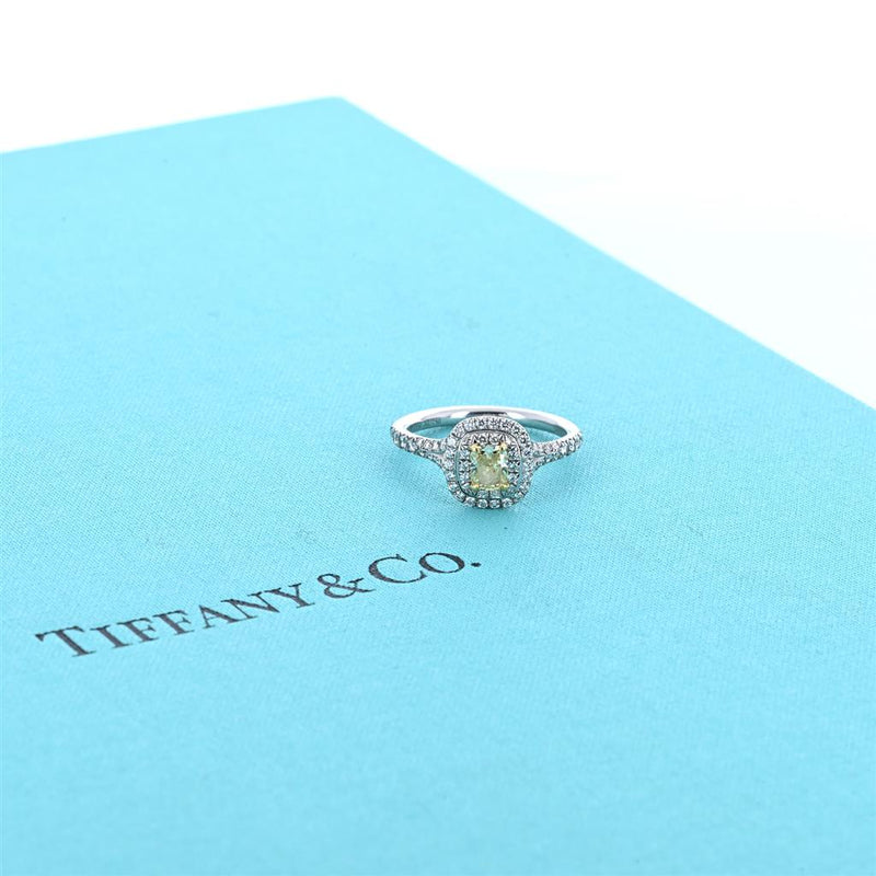 Tiffany & Co. 0.88ctw Cushion Soleste Engagement Ring, Double Halo - 18K Multi-Tone GOld