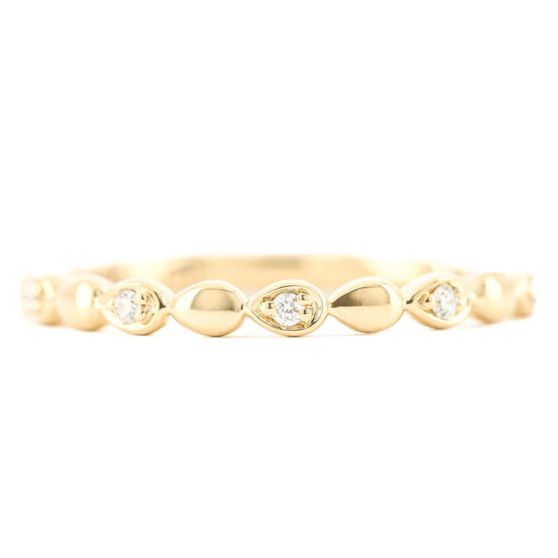 .04CTW Round Diamond + Gold Alternating Band- Bezel - 14K Yellow Gold