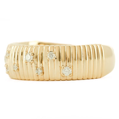 .12CTW Diamond Band - Fluted Dome Band, Sprinkle - 14K Yellow Gold
