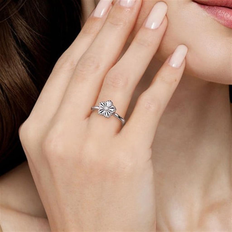 .01CT Diamond Bujukan Flower Ring, Size 6.5 - Sterling Silver