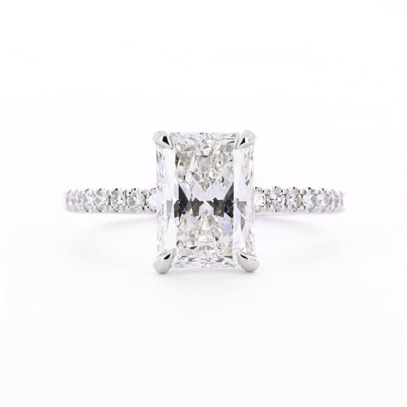 2.98ctw Radiant Diamond Solitaire Engagement Ring, Pavê - 950 Platinum