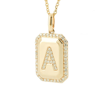 .26CTW Diamond "A" Medallion Pendant, 18" Chain - 14K Yellow Gold