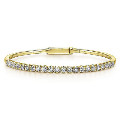 0.94ctw Claw Prong Diamond Bangle, 6.25" - Yellow Gold