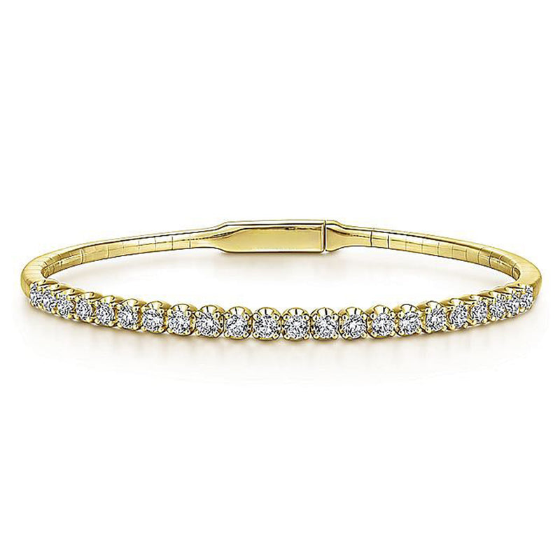 0.94ctw Claw Prong Diamond Bangle, 6.25" - Yellow Gold