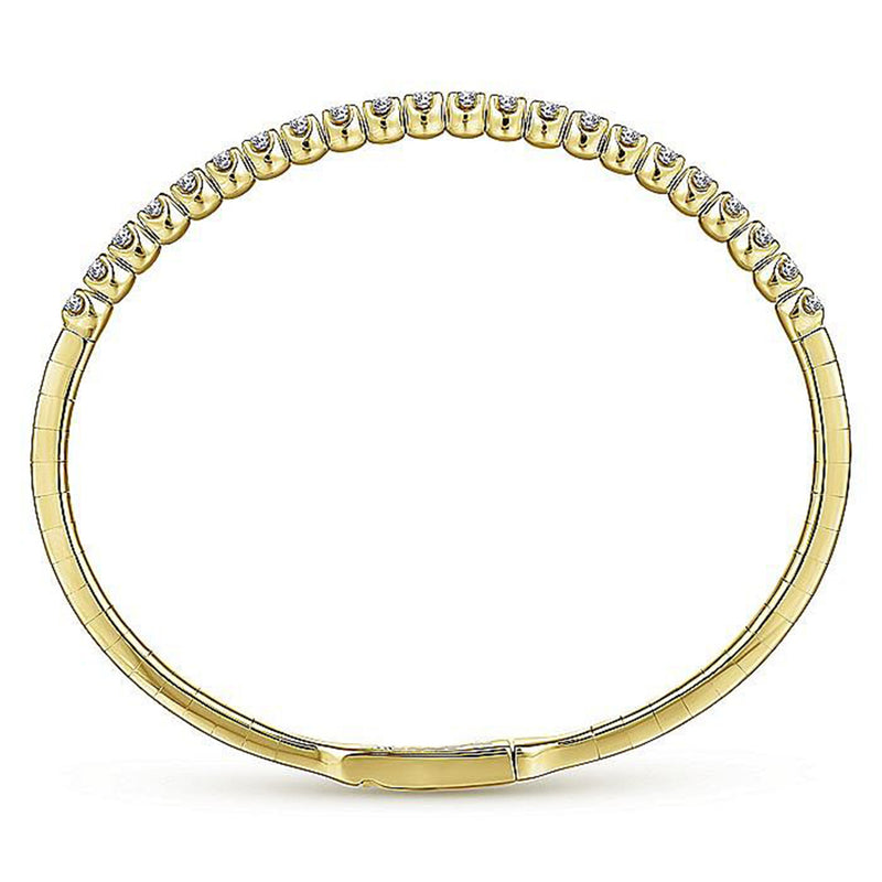 0.94ctw Claw Prong Diamond Bangle, 6.25" - Yellow Gold