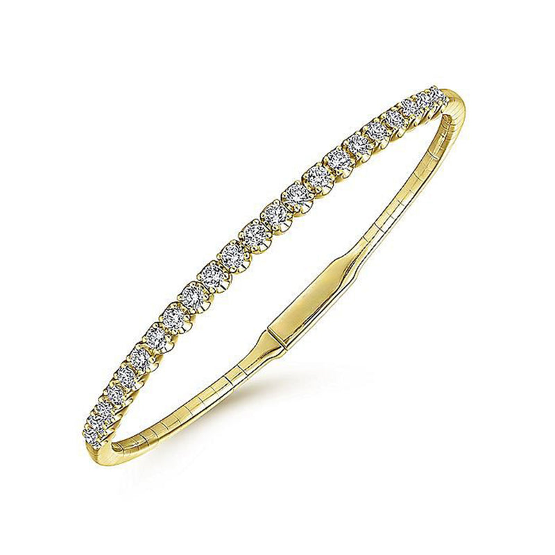 0.94ctw Claw Prong Diamond Bangle, 6.25" - Yellow Gold
