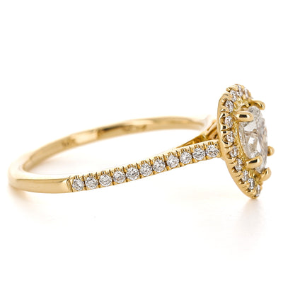 0.76ctw Pear Diamond Engagement Ring + Halo - Yellow Gold