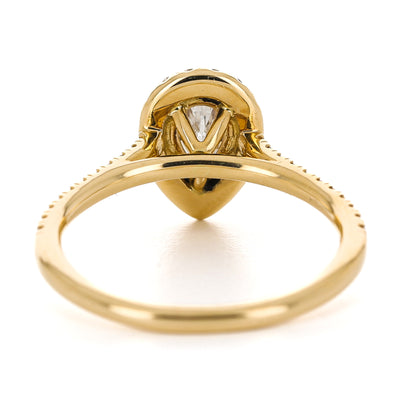 0.76ctw Pear Diamond Engagement Ring + Halo - Yellow Gold
