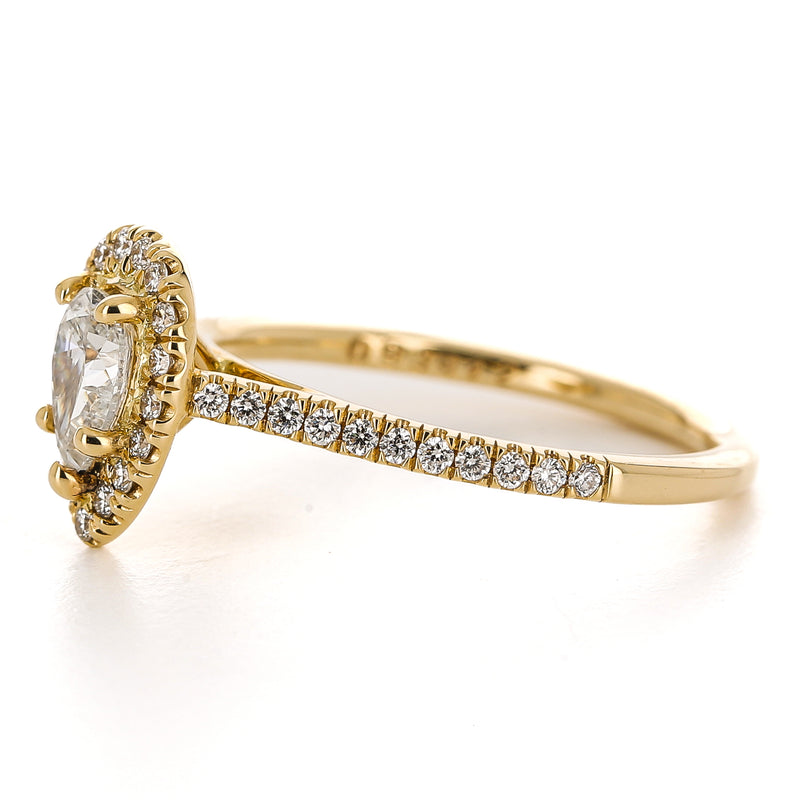 0.76ctw Pear Diamond Engagement Ring + Halo - Yellow Gold