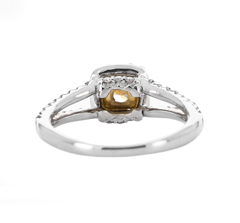 1.13ctw Canary Cushion Diamond Engagement Ring - White Gold
