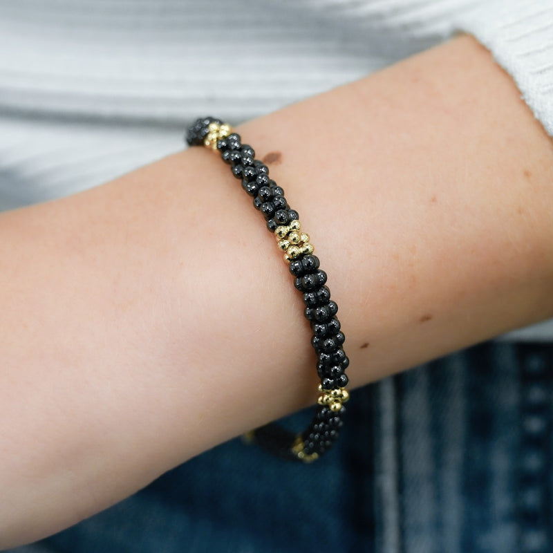 Lagos | Black Caviar Gold Station Bracelet, 6.75" - 18K Yellow Gold