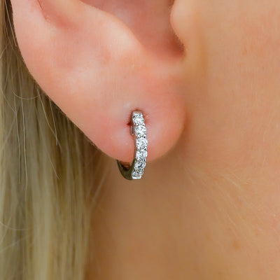 .30CTW Diamond Huggie Earrings -  14K White Gold