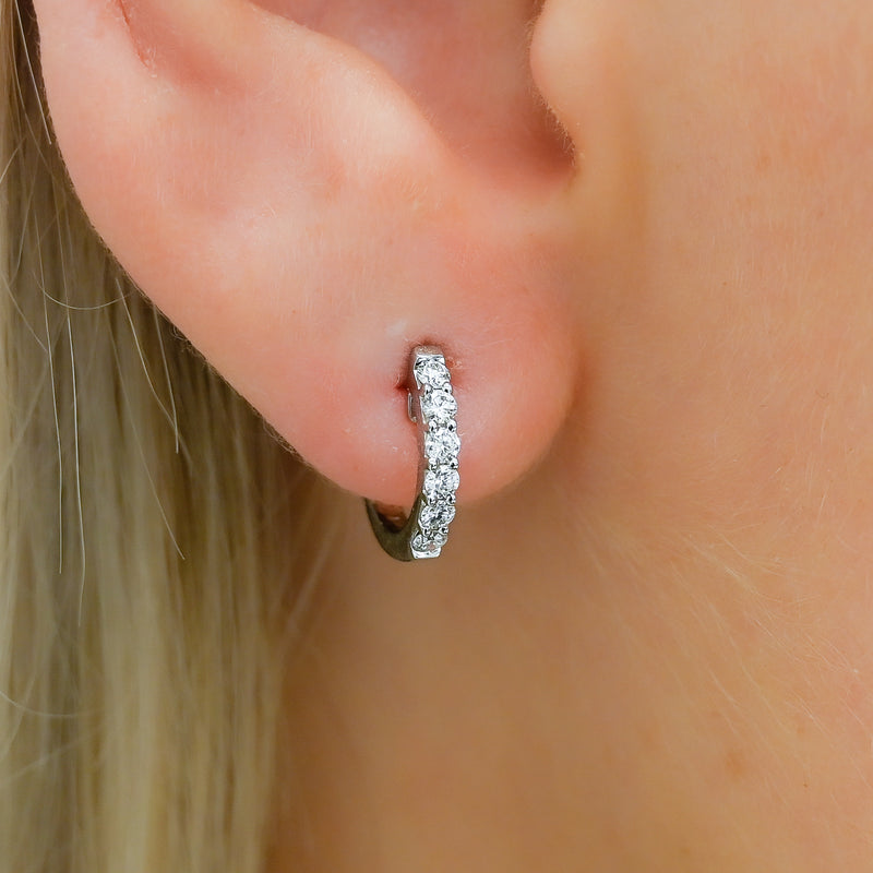 .30CTW Diamond Huggie Earrings -  14K White Gold