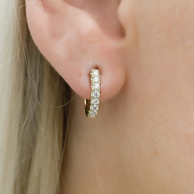 .46CTW Diamond Hoop Earrings - 14K Yellow Gold
