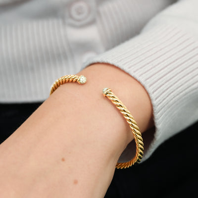 David Yurman | .18CTW Diamond Cable Flex Bracelet, 6.5" - 18K Rose Gold